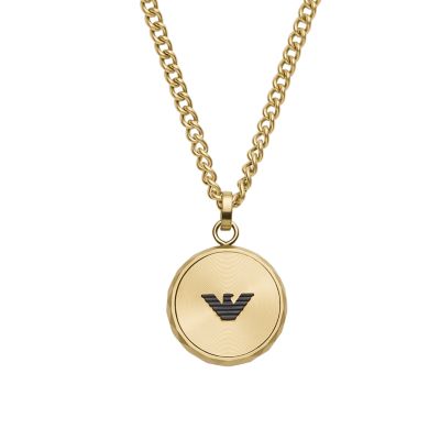 Emporio Armani Gold Tone Stainless Steel Dog Tag Necklace