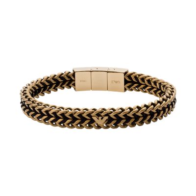 Emporio Armani Gold Tone Stainless Steel Chain Bracelet