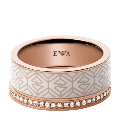 Emporio Armani Rose Gold-Tone Stainless Steel Stack Ring 