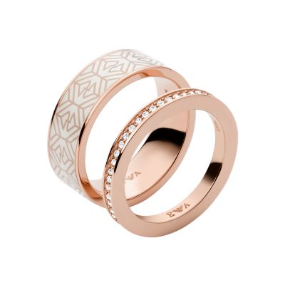 Emporio Armani Rose Gold Tone Stainless Steel Stack Ring