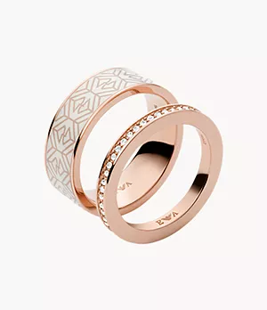Emporio Armani Rose Gold-Tone Stainless Steel Stack Ring