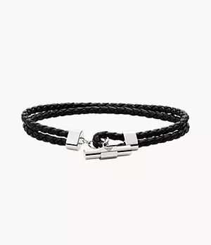 Emporio Armani Black Leather Multi Strand Bracelet