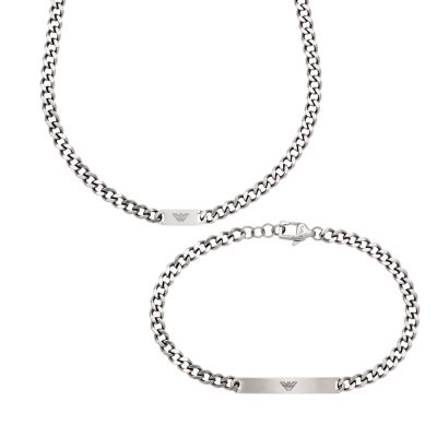 Emporio Armani Stainless Steel Necklace and Bracelet Set