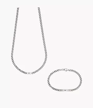 Ensemble de collier et de bracelet en acier inoxydable Emporio Armani
