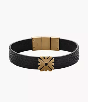 Emporio Armani Black Leather Strap Bracelet
