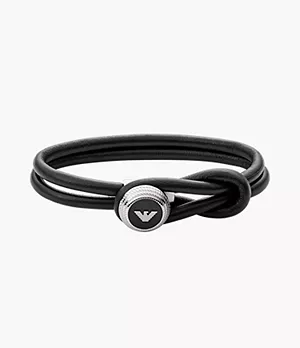 Emporio Armani Black Leather Bracelet
