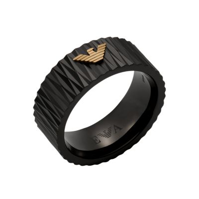 Bague Emporio Armani en acier inoxydable noire