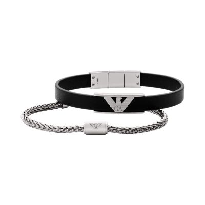 Emporio Armani Stainless Steel and Leather Bracelet Set - EGS2875040 -  Watch Station