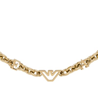 Emporio Armani Gold Tone Stainless Steel Chain Necklace