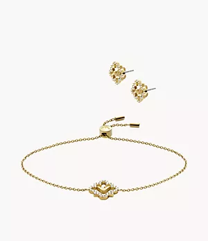 Emporio Armani Gold-Tone Stainless Steel Earring and Bracelet Set