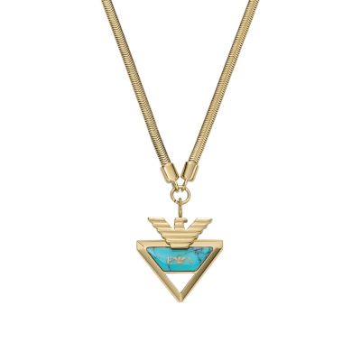 Emporio Armani Reconstructed Turquoise Pendant Necklace