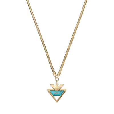 Emporio Armani Reconstructed Turquoise Pendant Necklace