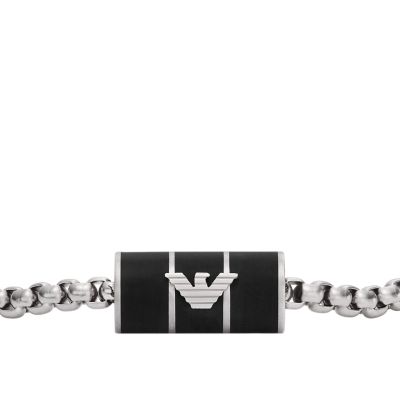 Emporio Armani Black Matte Lacquer Chain Bracelet