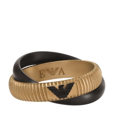 Emporio Armani Antique Gold-Tone Stainless Steel Stack Ring