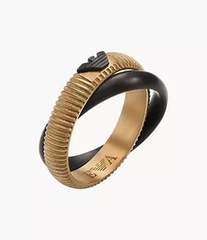 Emporio Armani Antique Gold-Tone Stainless Steel Stack Ring