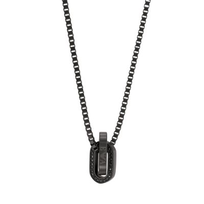 Emporio Armani Black Tone Stainless Steel Chain Necklace