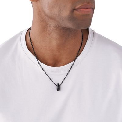Emporio Armani Black-Tone Stainless Steel Chain Necklace