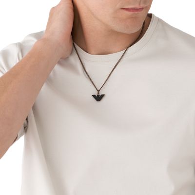 Emporio Armani Kette Anhänger Edelstahl braun schwarz