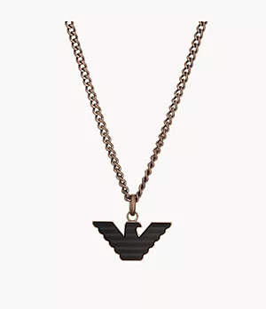 Emporio Armani Brown and Black Stainless Steel Pendant Necklace