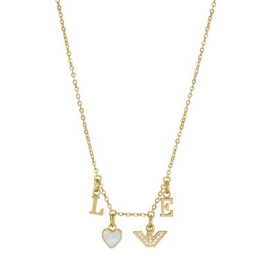 Emporio Armani Women's White Mother Of Pearl Chain Necklace - Gold