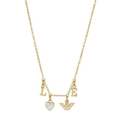 Emporio Armani Womens White Mother-Of-Pearl Chain Necklace - Gold 98$