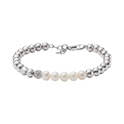 Emporio Armani Silver-Tone Brass Beaded Bracelet - EGS2983040