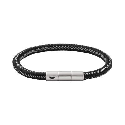 Emporio Armani Black Nylon and Stainless Steel ID Bracelet 