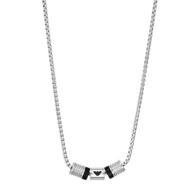 Necklace Rondelle Armani Onyx Emporio Watch - - EGS2998040 Station
