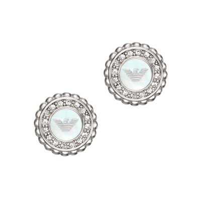 Emporio Armani Stainless Steel Mother-of-Pearl Stud Earrings