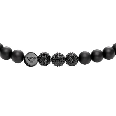 Emporio Armani Black Onyx Beaded Bracelet - EGS3030001 - Watch Station