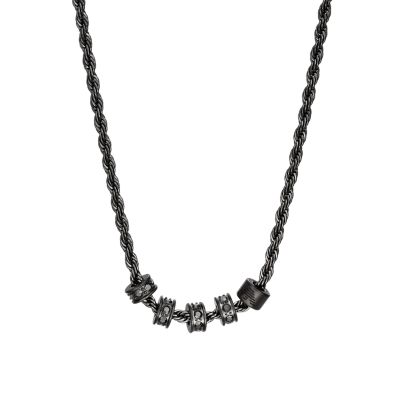 Stainless Armani Chain Gunmetal - - Steel EGS3031060 Watch Necklace Rondelle Station Emporio and