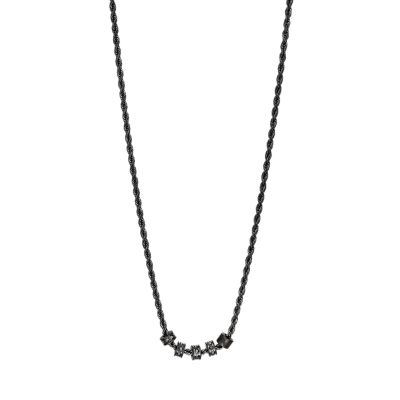 Emporio Armani Gunmetal Stainless Steel Chain and Rondelle Necklace