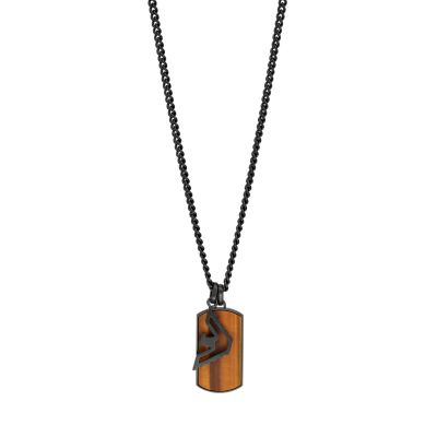 Emporio Armani Brown Tiger's Eye Dog Tag and Black Eagle Necklace