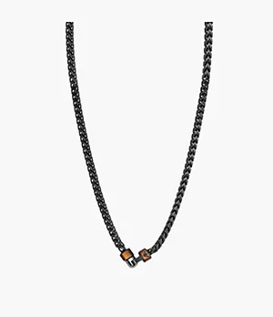 Emporio Armani Brown Tiger's Eye Chain Necklace