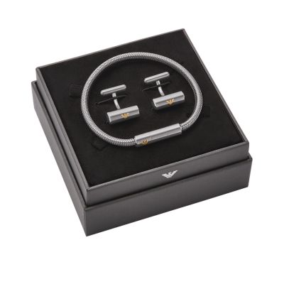 Emporio Armani Stainless Steel Bracelet and Cufflinks Set
