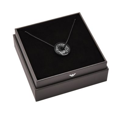 Emporio Armani Black Stainless Steel Pendant Necklace - EGS3045001