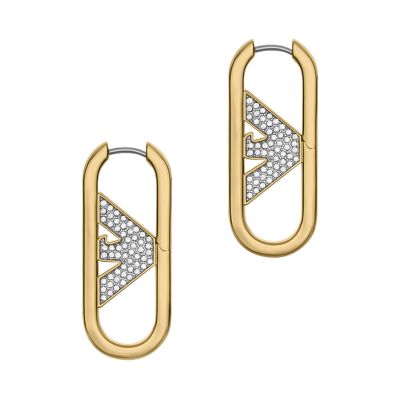 Emporio Armani Gold-Tone Brass Hoop Earrings - EGS3048710 - Watch