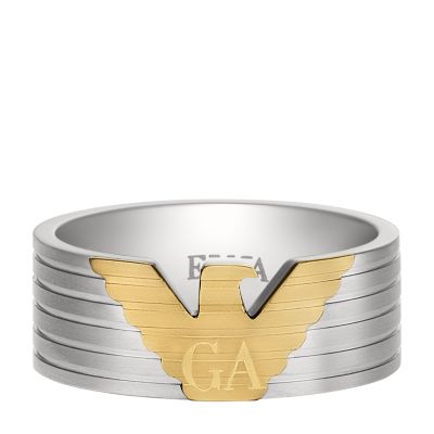 Emporio Armani Two Tone Stainless Steel Band Ring EGS3076040001
