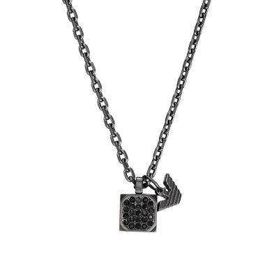 EMPORIO ARMANI ネックレス EGS3083060 GUNL STAINLESS Emporio Armani Gunmetal Stainless Steel Setted with Black