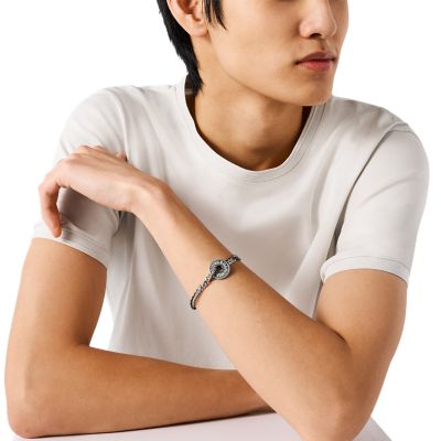 Emporio Armani Stainless Steel and IP Gun-Plating Chain Bracelet  