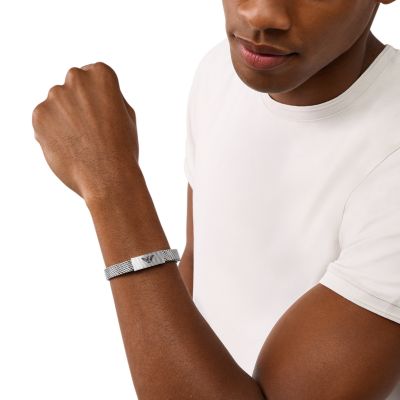 特価！Emporio Armani Luigi Stainless Steel Mesh Bracelet Emporio Armani Luigi Black Dial Silver Mesh Bracelet Watch