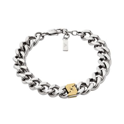 Bracelet-chaînette Emporio Armani en acier inoxydable bicolore