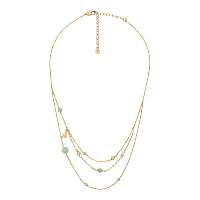 Emporio Armani Gold-Tone Green Aventurine Multi-Chain