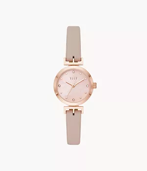 ELLE Odéon Three-Hand Pink Leather Watch