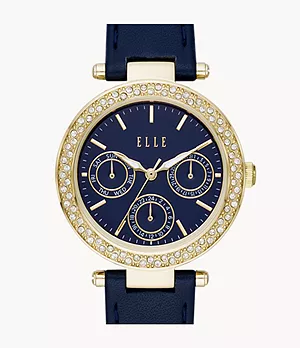 ELLE Marais Multifunction Blue Leather Watch