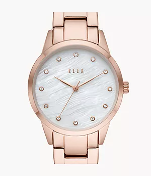 ELLE Molitor Three-Hand Rose Gold-Tone Steel Watch