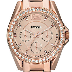 Riley Multifunction Rose-Tone Stainless Steel Watch