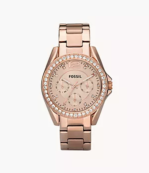 Riley Multifunction Rose-Tone Stainless Steel Watch