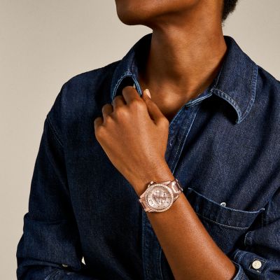 Fossil boyfriend watch outlet rose gold