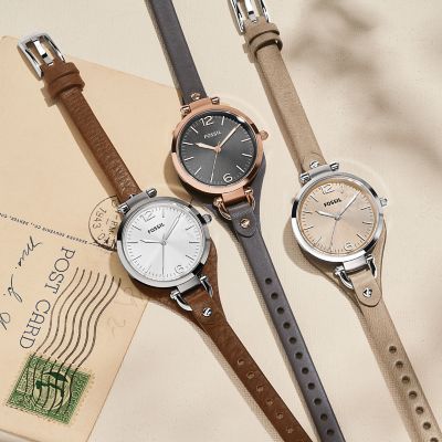 Fossil leather best sale strap watch